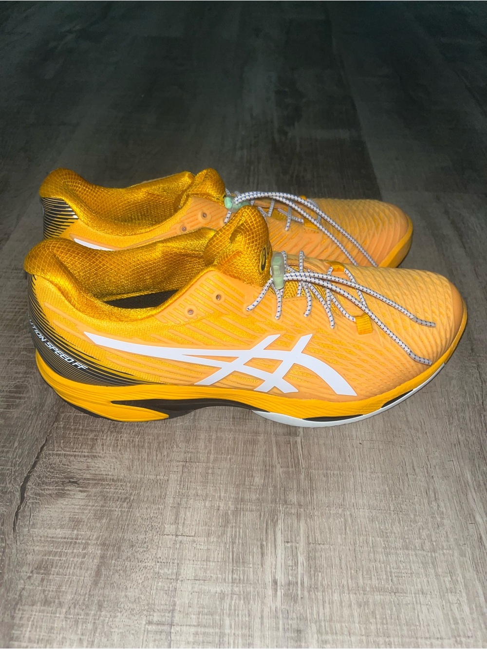 ASICS Solution Speed Ff 2 Clay Tennis Shoe Mens Size 9 Yellow White VGUC - Picture 2 of 8